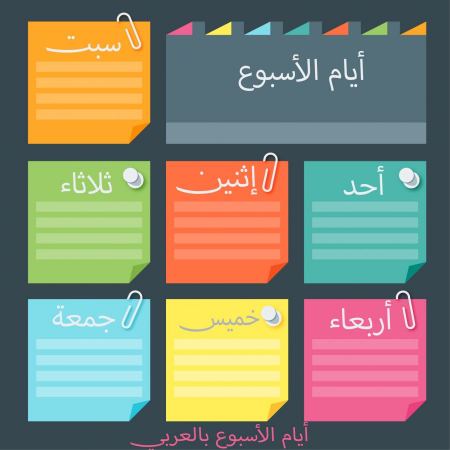 أيام الاسبوع بالعربي وبالترتيب