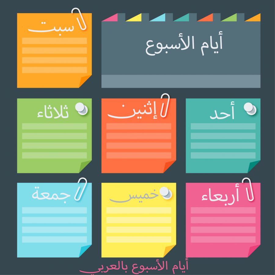 أيام الاسبوع بالعربي وبالترتيب